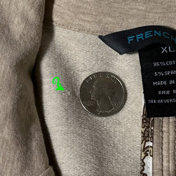 French Cuff Oatmeal Knit Blazer Jacket XL - Grommet Snap Stretch Cotton Spandex - Picture 8 of 13